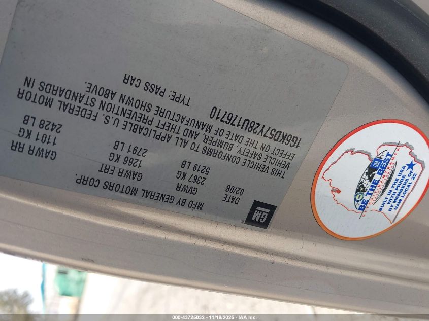 2008 Cadillac Dts 1Sd VIN: 1G6KD57Y28U176710 Lot: 43725032