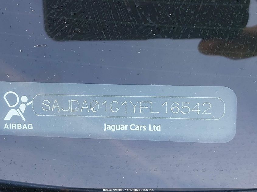 2000 Jaguar S-Type 3.0L V6 VIN: SAJDA01C1YFL16542 Lot: 43725206