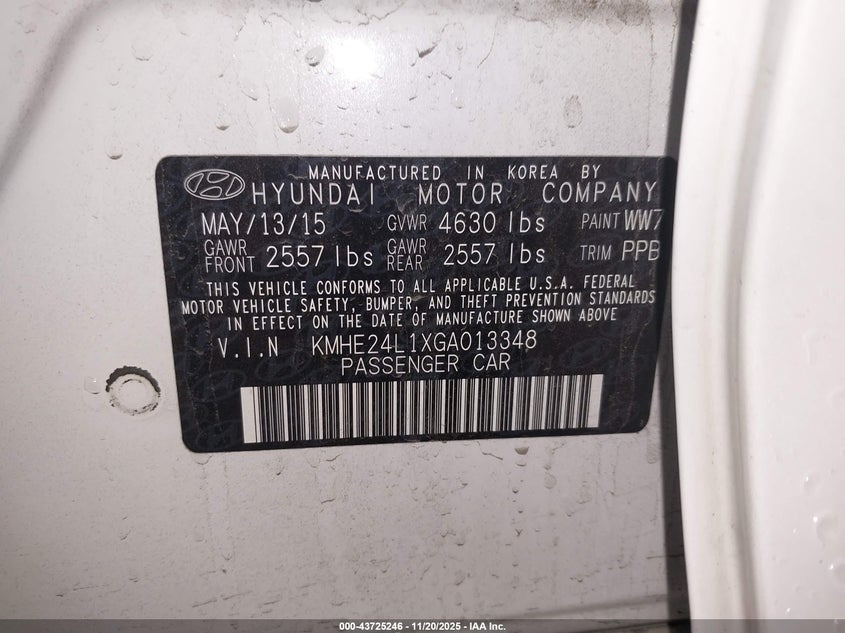 KMHE24L1XGA013348 2016 HYUNDAI SONATA photo no. 9