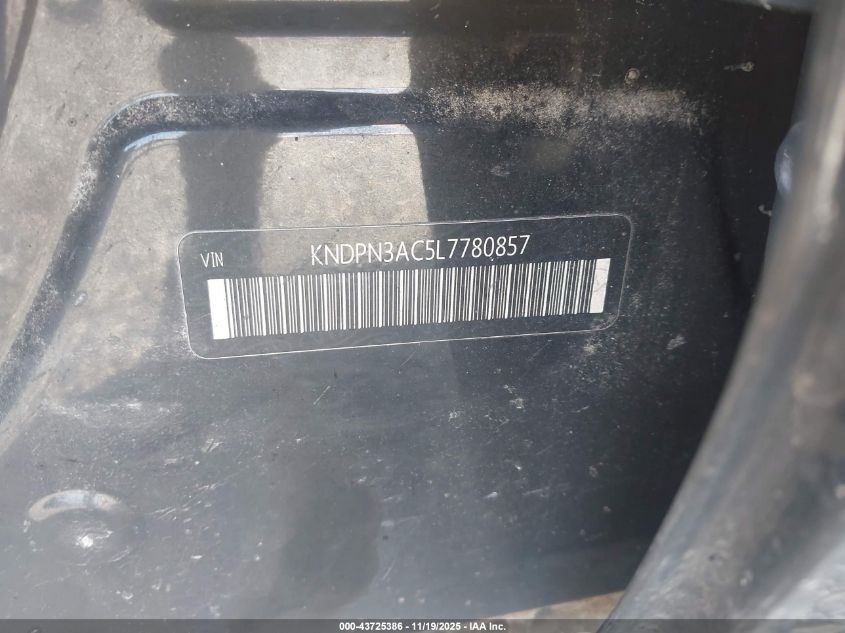 2020 Kia Sportage Ex VIN: KNDPN3AC5L7780857 Lot: 43725386