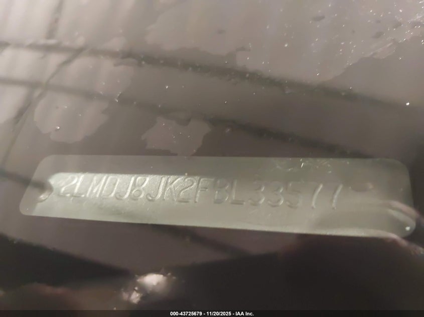 2015 Lincoln Mkx VIN: 2LMDJ8JK2FBL33577 Lot: 43725679