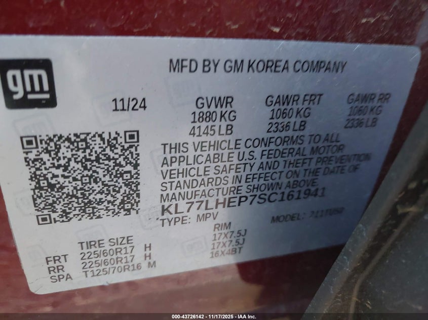 KL77LHEP7SC161941 2025 CHEVROLET TRAX photo no. 9