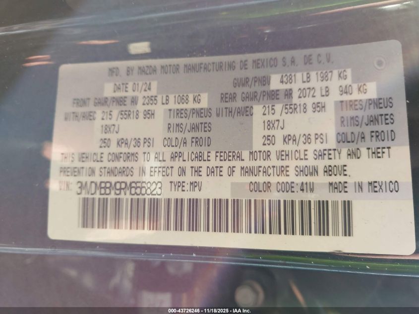 2024 Mazda Cx-30 2.5 S Select Sport VIN: 3MVDMBBM9RM656823 Lot: 43726246
