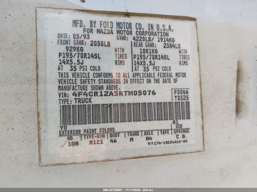 4F4CR12A5RTM05076 1994 MAZDA  photo no. 9