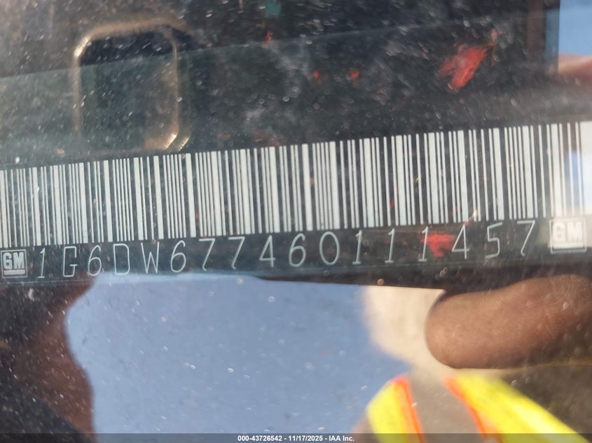 2006 Cadillac Sts V6 VIN: 1G6DW677460111457 Lot: 43726542