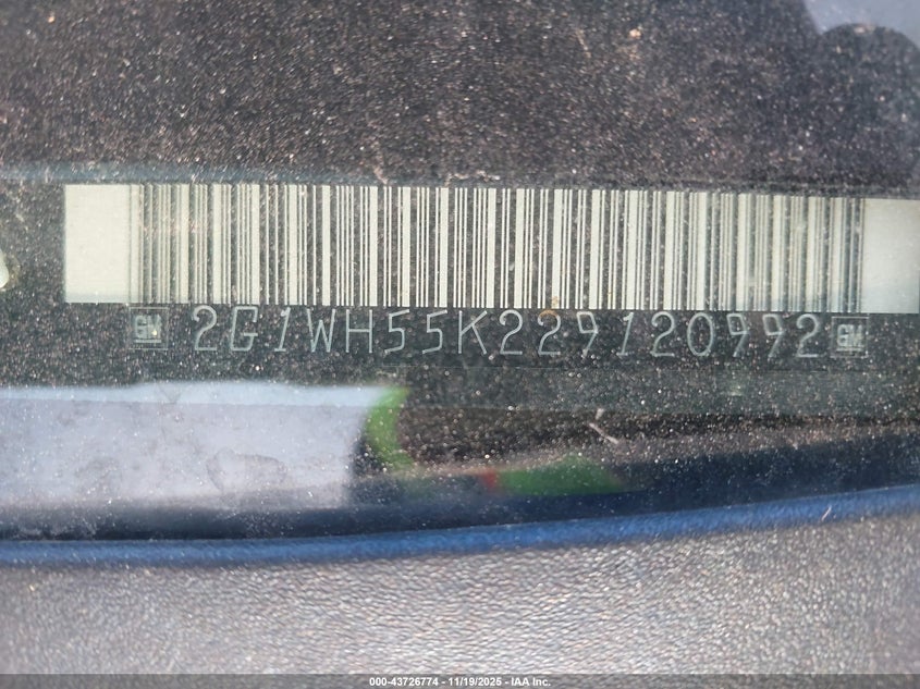 2002 Chevrolet Impala Ls VIN: 2G1WH55K229120992 Lot: 43726774