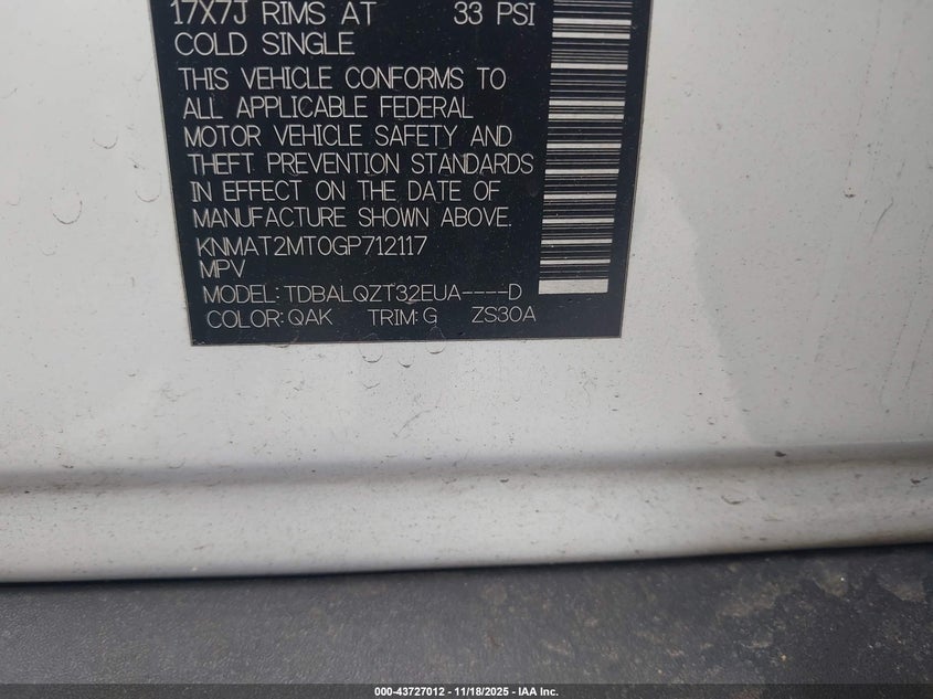 KNMAT2MT0GP712117 2016 NISSAN ROGUE photo no. 9