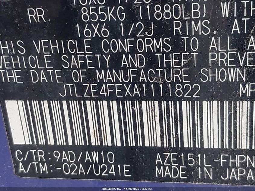 2010 Scion Xb Release Series 7.0 VIN: JTLZE4FEXA1111822 Lot: 43727157