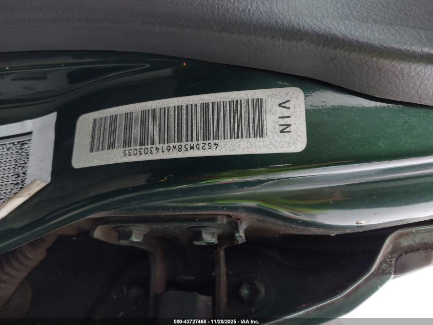 2001 Isuzu Rodeo Ls 3.2L/Ls 3.2L V6/Lse 3.2L V6/S/S 3.2L V6 VIN: 4S2DM58W614303035 Lot: 43727468