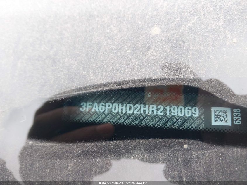 2017 Ford Fusion Se VIN: 3FA6P0HD2HR219069 Lot: 43727516