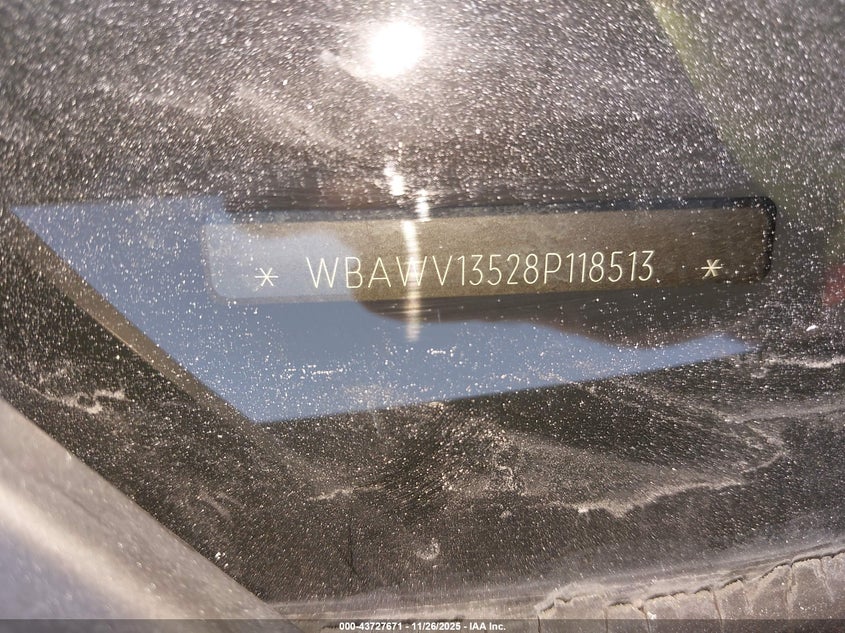 2008 BMW 328I VIN: WBAWV13528P118513 Lot: 43727671
