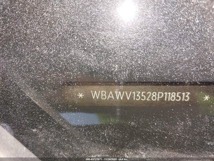 2008 BMW 328I VIN: WBAWV13528P118513 Lot: 43727671