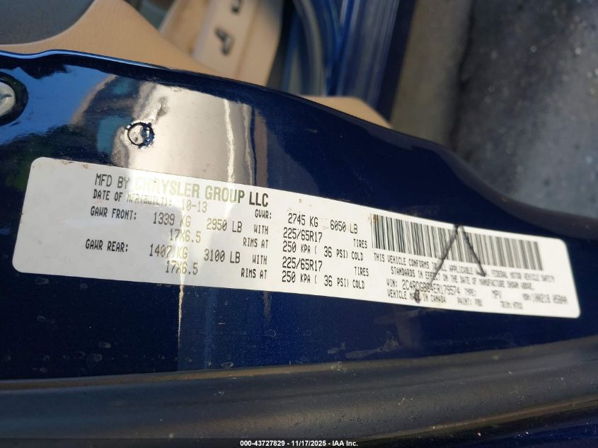 2014 Dodge Grand Caravan Avp/Se VIN: 2C4RDGBG4ER179574 Lot: 43727829