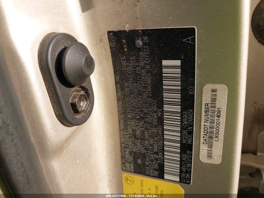 2005 Lexus Rx 330 VIN: 2T2HA31U95C054845 Lot: 43727866