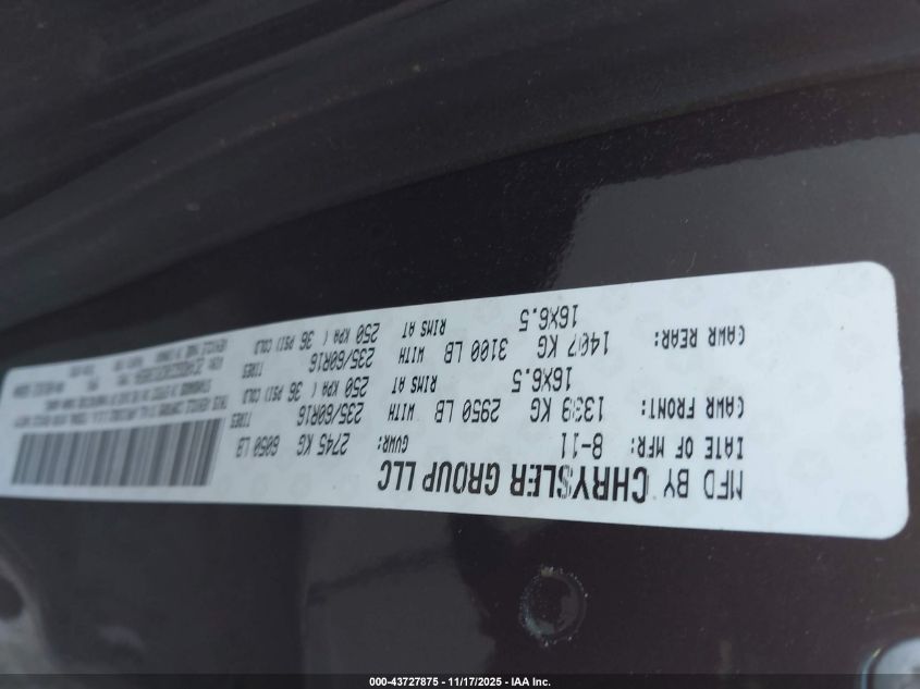 2012 Dodge Grand Caravan Sxt VIN: 2C4RDGCG0CR130934 Lot: 43727875