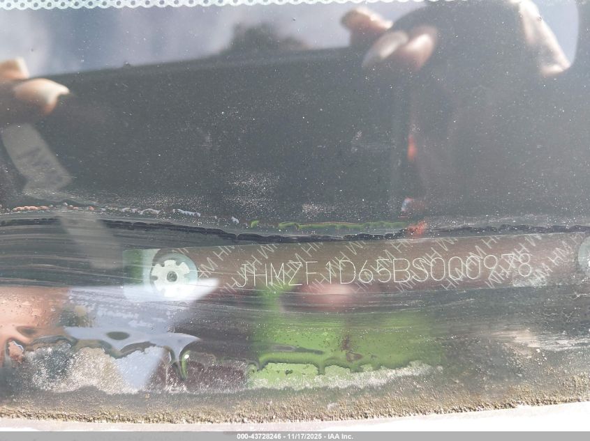 2011 Honda Cr-Z Ex VIN: JHMZF1D65BS000978 Lot: 43728246