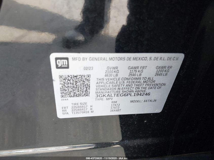 2023 GMC Terrain Awd Sle VIN: 3GKALTEG6PL194246 Lot: 43728820