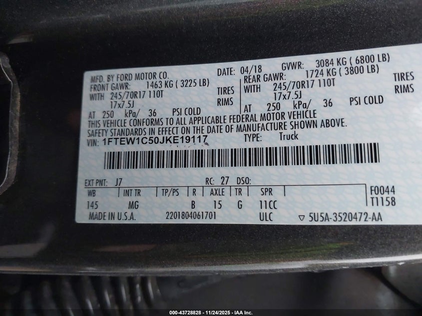 1FTEW1C50JKE19117 2018 FORD F-150 photo no. 9
