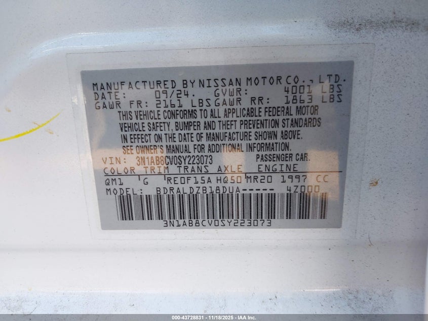 3N1AB8CV0SY223073 2025 NISSAN SENTRA photo no. 9
