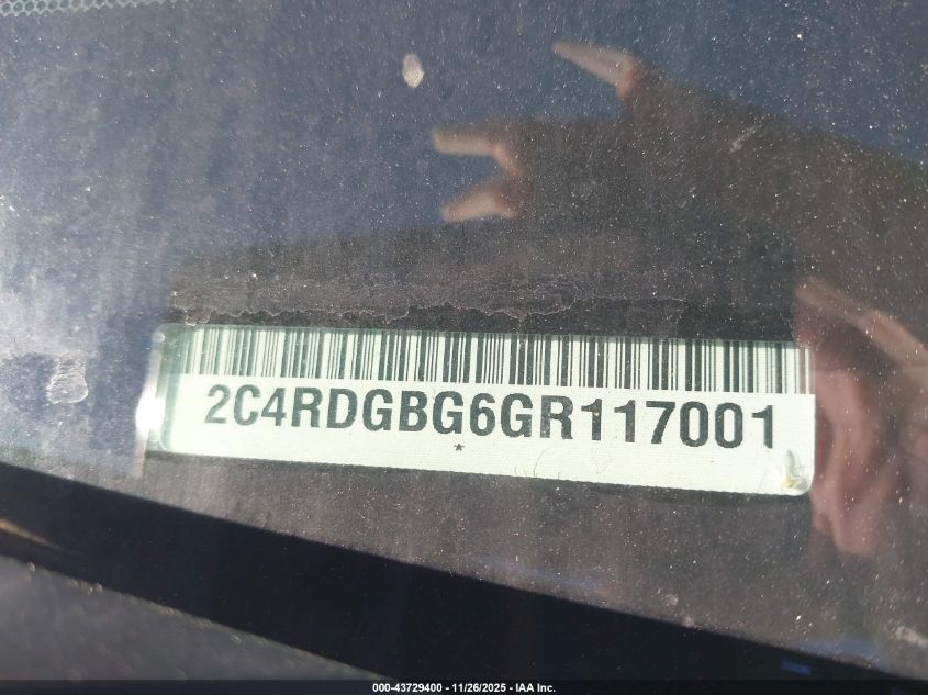 2016 Dodge Grand Caravan Se Plus VIN: 2C4RDGBG6GR117001 Lot: 43729400