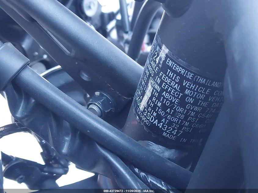 2025 Kawasaki Ex500 VIN: ML5EXGG13SDA43247 Lot: 43729472