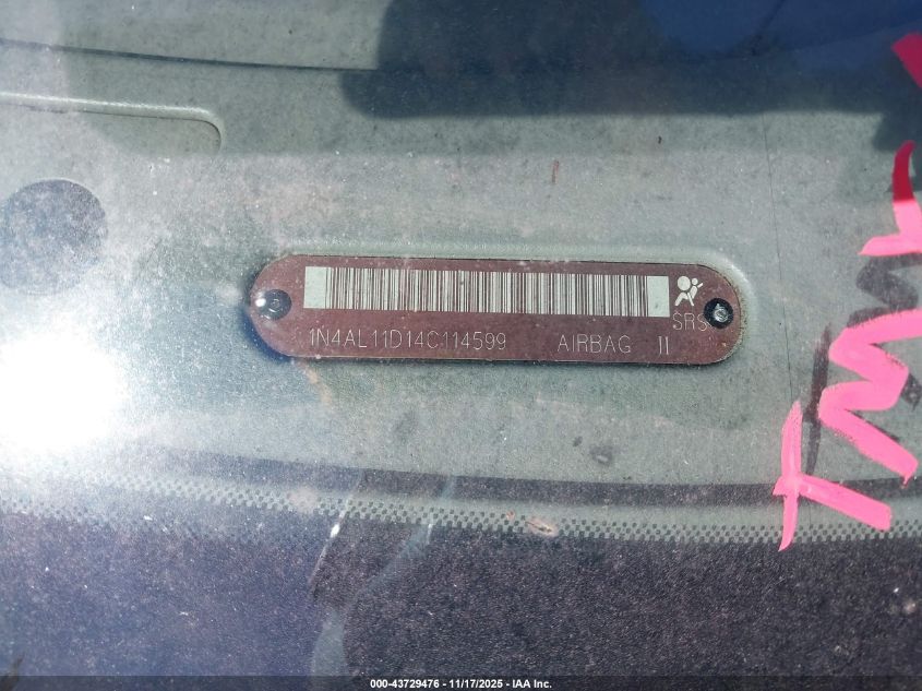 2004 Nissan Altima 2.5 S VIN: 1N4AL11D14C114599 Lot: 43729476