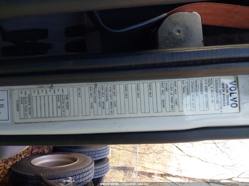 2012 Volvo Vn Vnl VIN: 4V4NC9EH8CN541292 Lot: 43729760