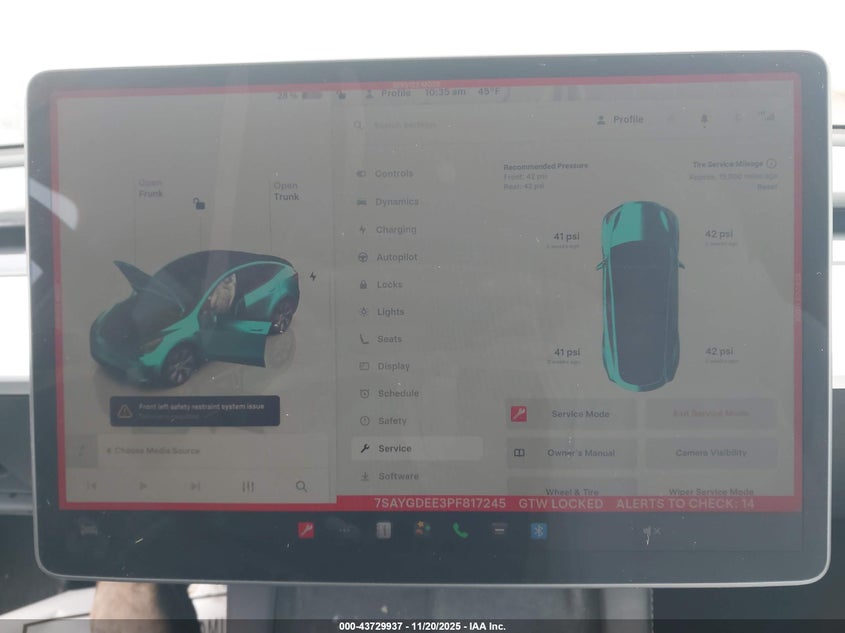 2023 Tesla Model Y Awd/Long Range Dual Motor All-Wheel Drive VIN: 7SAYGDEE3PF817245 Lot: 43729937