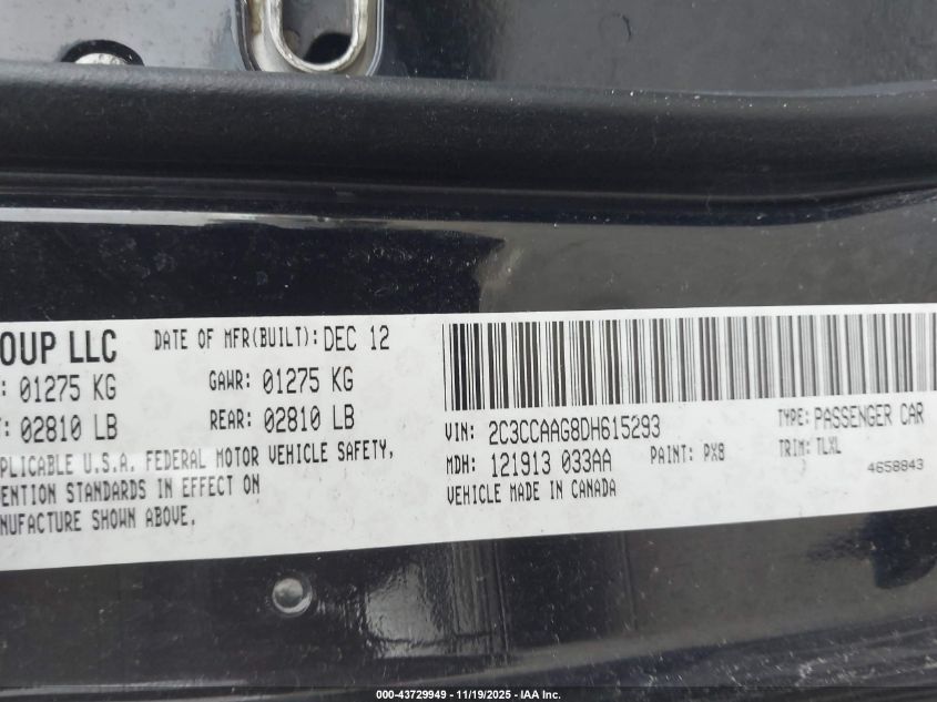 2013 Chrysler 300 Motown VIN: 2C3CCAAG8DH615293 Lot: 43729949