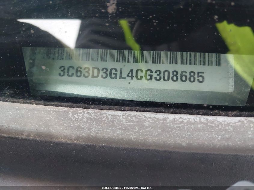 2012 Ram 3500 St VIN: 3C63D3GL4CG308685 Lot: 43730005