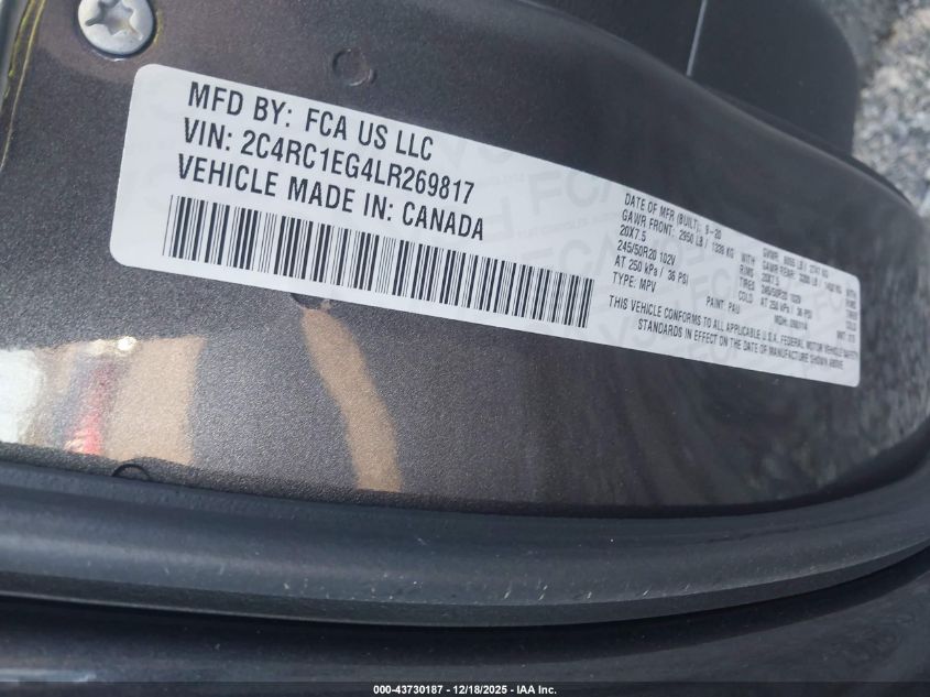 2020 Chrysler Pacifica Touring L Plus VIN: 2C4RC1EG4LR269817 Lot: 43730187