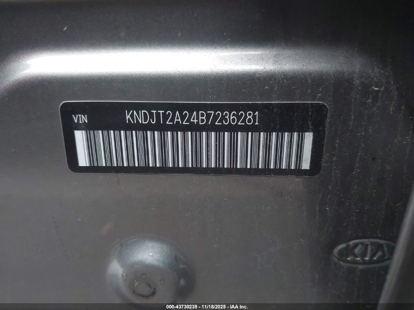 2011 Kia Soul Sport VIN: KNDJT2A24B7236281 Lot: 43730239