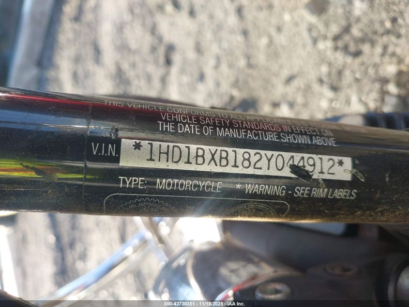 2002 Harley-Davidson Flstfi VIN: 1HD1BXB182V044912 Lot: 43730351
