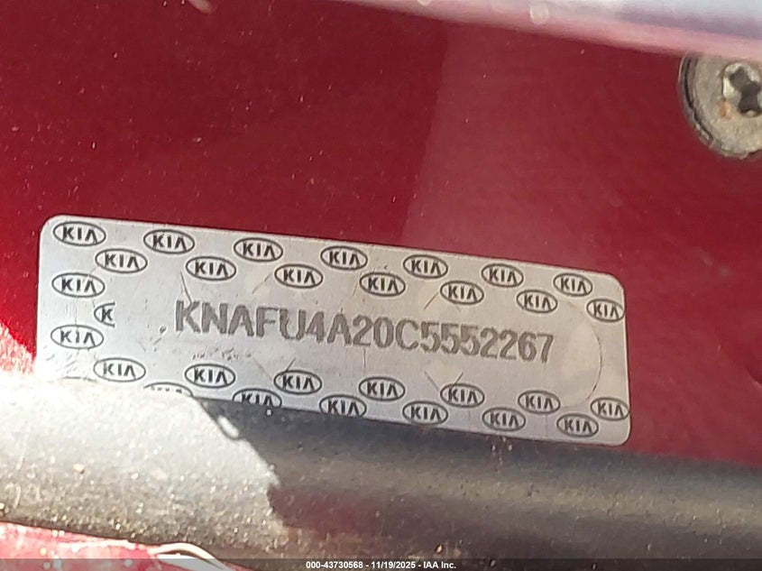 2012 Kia Forte Ex VIN: KNAFU4A20C5552267 Lot: 43730568