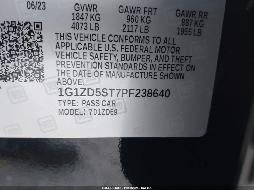 1G1ZD5ST7PF238640 2023 CHEVROLET MALIBU photo no. 9