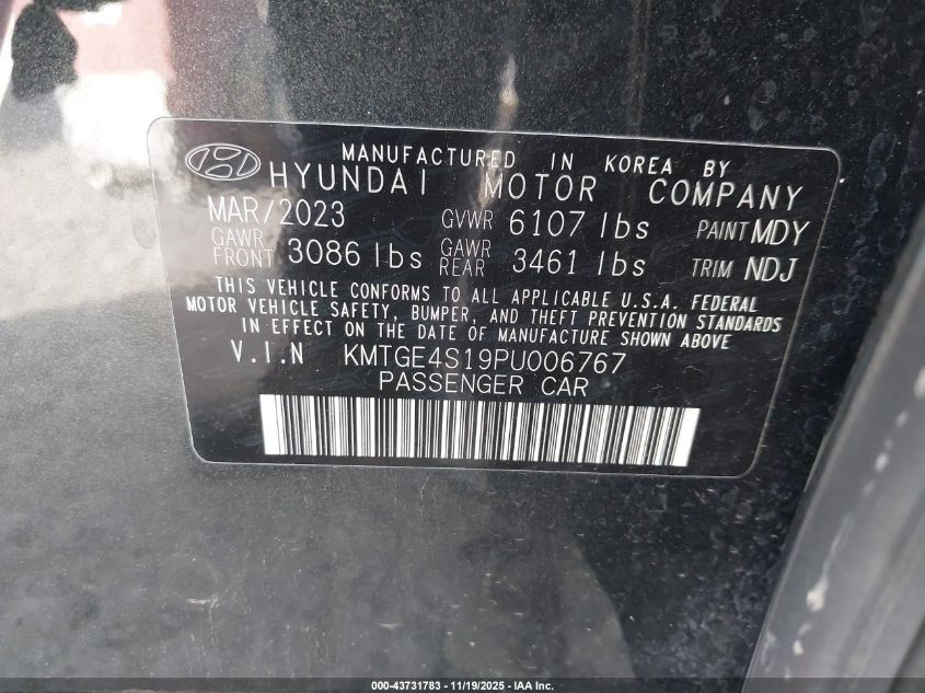 2023 Genesis Electrified G80 VIN: KMTGE4S19PU006767 Lot: 43731783
