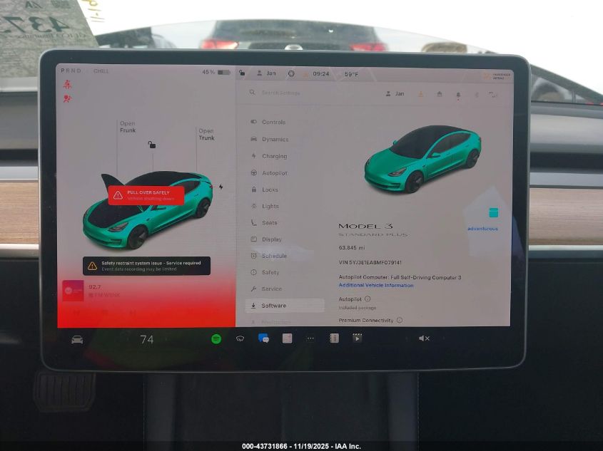 2021 Tesla Model 3 Standard Range Plus Rear-Wheel Drive VIN: 5YJ3E1EA8MF079141 Lot: 43731866