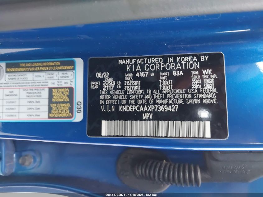 2023 Kia Seltos Lx VIN: KNDEPCAAXP7369427 Lot: 43732071