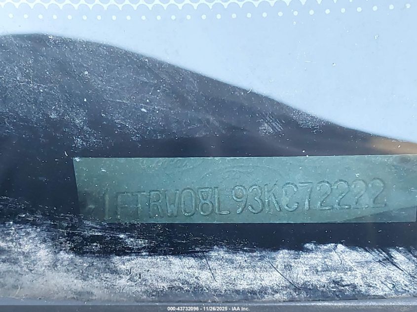 2003 Ford F-150 Lariat/Xlt VIN: 1FTRW08L93KC72222 Lot: 43732096