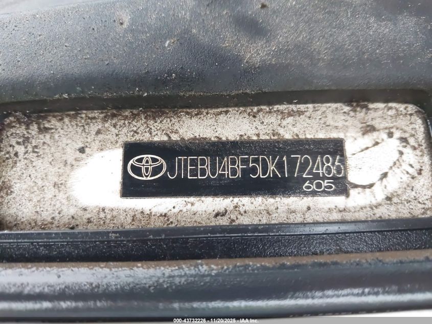 2013 Toyota Fj Cruiser VIN: JTEBU4BF5DK172486 Lot: 43732226