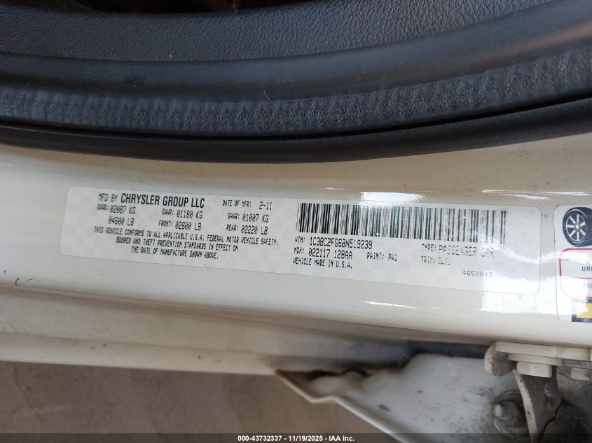 2011 Chrysler 200 Limited VIN: 1C3BC2FG6BN519239 Lot: 43732337