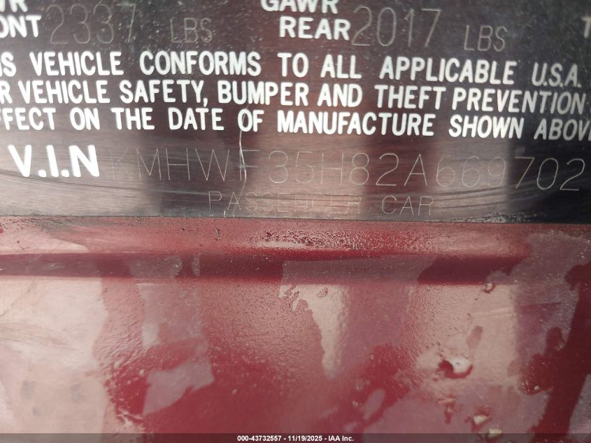 2002 Hyundai Sonata Gls/Lx VIN: KMHWF35H82A669702 Lot: 43732557