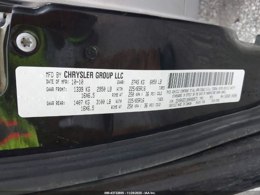 2010 Dodge Grand Caravan Hero VIN: 2D4RN3D19AR489571 Lot: 43732805