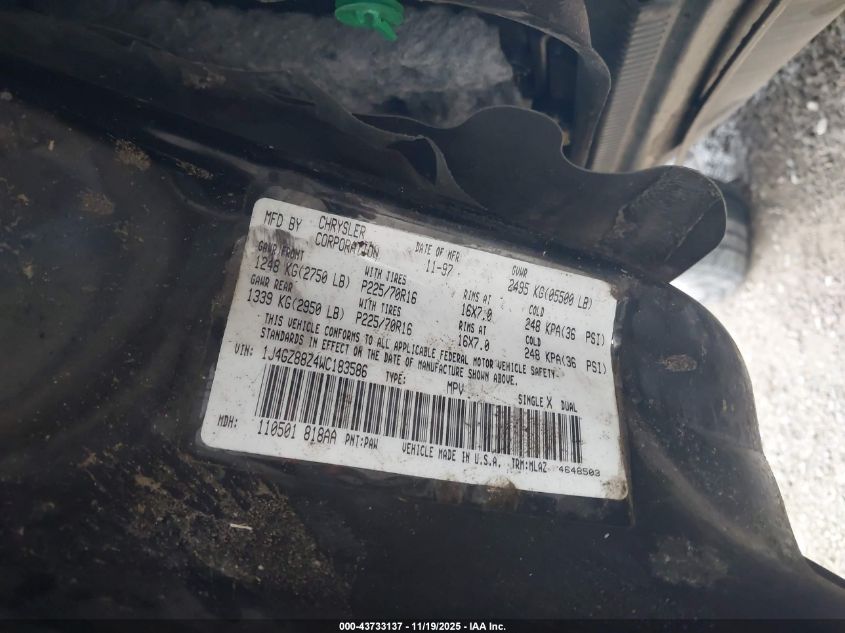 1998 Jeep Grand Cherokee Limited VIN: 1J4GZ88Z4WC183586 Lot: 43733137