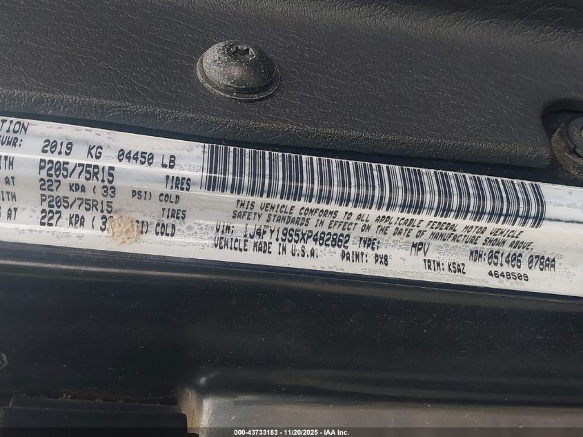 1999 Jeep Wrangler Sport VIN: 1J4FY19S5XP482862 Lot: 43733183