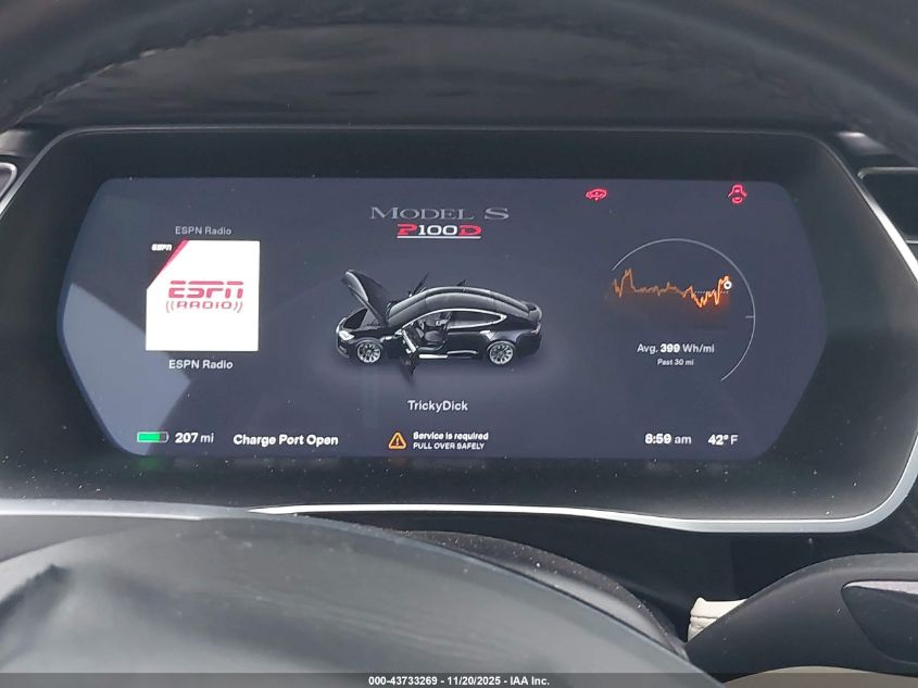 2018 Tesla Model S 100D/75D/P100D VIN: 5YJSA1E4XJF245141 Lot: 43733269