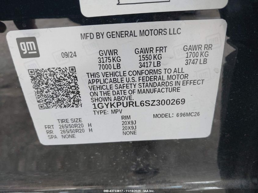 2025 Cadillac Lyriq Sport 1 Rwd VIN: 1GYKPURL6SZ300269 Lot: 43733617