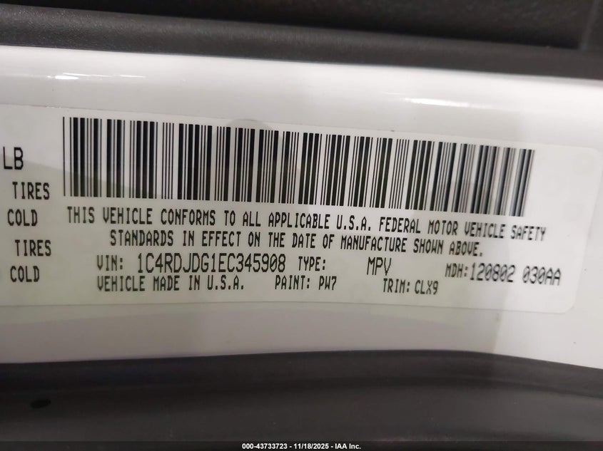 1C4RDJDG1EC345908 2014 DODGE DURANGO photo no. 9
