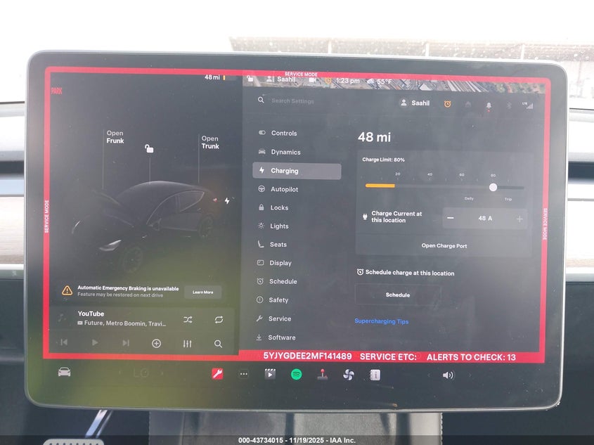 2021 Tesla Model Y Long Range Dual Motor All-Wheel Drive VIN: 5YJYGDEE2MF141489 Lot: 43734015