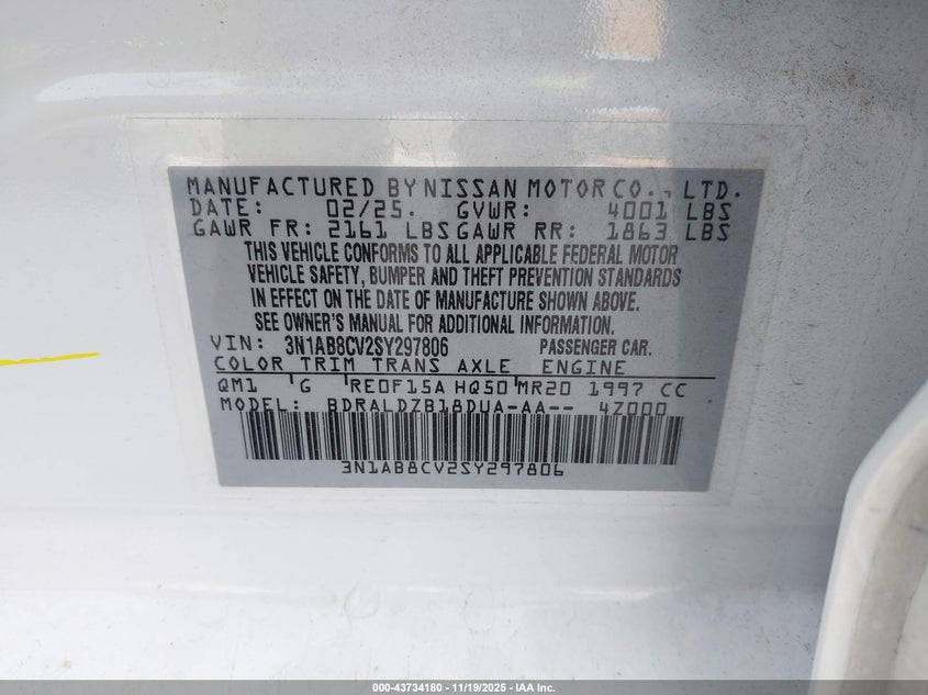3N1AB8CV2SY297806 2025 NISSAN SENTRA photo no. 9